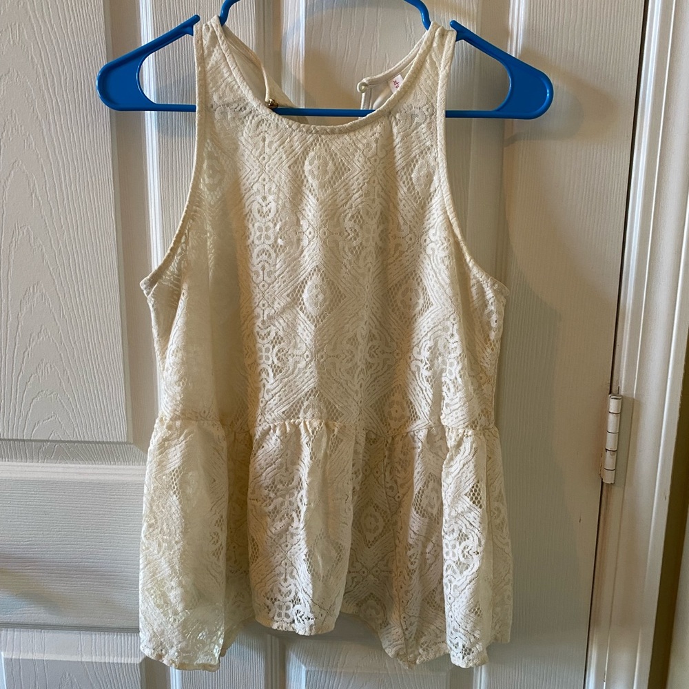 Small white lace flow tank